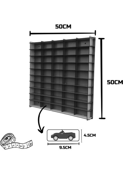 Pleksi Kapaklı 1/64 Ölçek 50ARAÇ Hotwheels Matchbox Metal Araç Uyumlu Model Oyuncak Araba Rafı modelleri