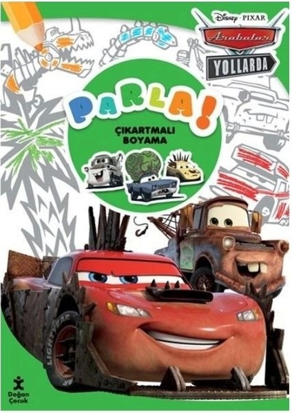 Disney Arabalar Parla Çıkartmalı Boyama