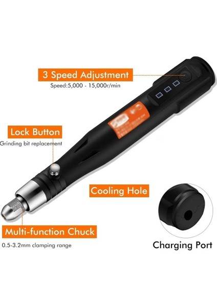 105 Adet 30W Kablolu Döner Güç Aracı Kiti Mini 3 Hız Ayarı Taşlama Makinesi Hafif Tırnak Matkap USB Gravür Kalemi (Yurt Dışından)