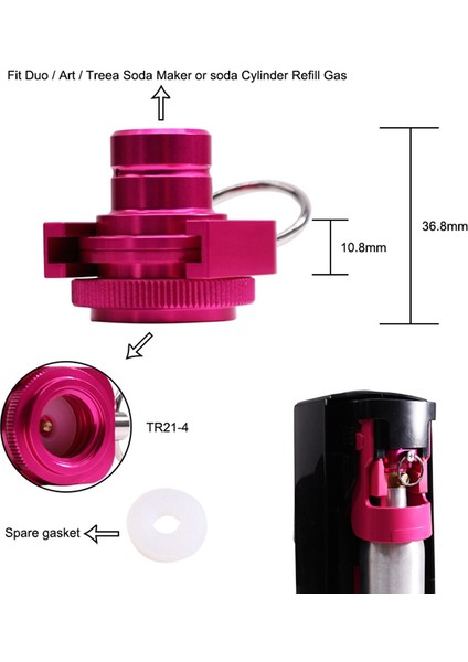 Co2 Hızlı Adaptör Su Karbonatör Duo/art/terra ile Uyumlu, 425G Co2 Silindir 60L Konu TR21-4 Için Hızlı Adaptör (Yurt Dışından)