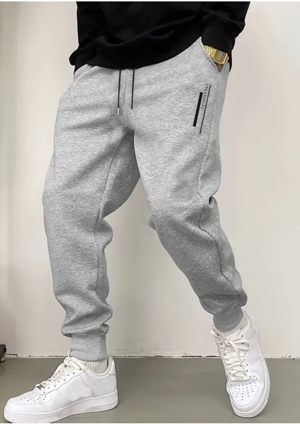 Büyük Beden Özel Tasarım Los Angeles Çift Şerit Baskılı Pamuk Yazlık Erkek Eşofman Altı