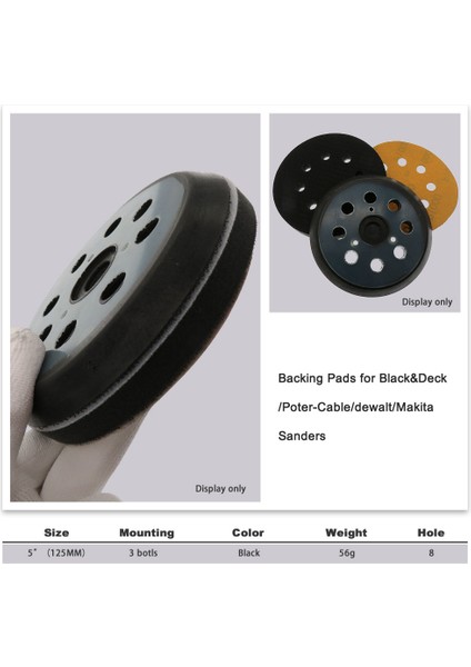 3 Adet 5 Inç 125MM Kanca Döngülü Zımpara Kağıdı 8 Delikli Kum Pedleri Zımpara Diski Aşındırıcılar Makita BO5021K Zımpara BO5010 (Yurt Dışından)