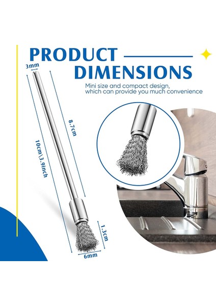 10 Adet Temizleme Uç Fırçaları Kalem 3 mm Mandrel Pas Boya Temizleme Uçları Parlatma Döner Alet Aksesuarları, 6 mm Uç Fırçası (Yurt Dışından) indirimleri