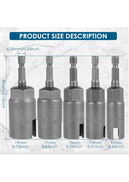 5 Adet Kanatlı Somun Sürücüsü, 11-19MM Çelik Yuvalı Kanatlı Somun Sürücüsü Ucu, 1/4 Inç Altıgen Şaftlı Kanatlı Somun Sürücüsü Seti, Somun Sürücüsü Soketi (Yurt Dışından) fiyatları
