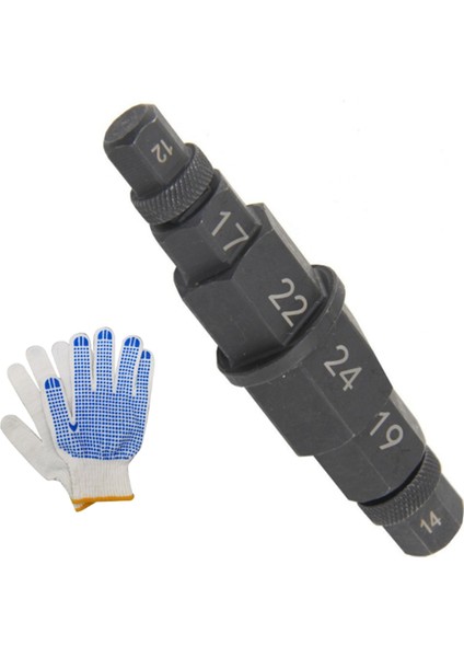 Motosiklet Altıgen Aks Aleti Sabit Altıgen Bit Soket Seti Siyah Mil Soket Adaptörü Aleti 12/14/17/19/22/24MM Eldivenli (Yurt Dışından)