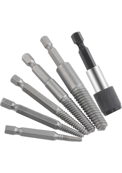 6 Adet Vida Extractor Merkezi Matkap Uçları Kılavuz Seti Kırık Hasarlı Cıvata Sökücü Hex Shank ve Kırık El Aleti Için Anahtar (Yurt Dışından)