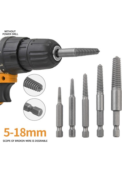 6 Adet Vida Extractor Merkezi Matkap Uçları Kılavuz Seti Kırık Hasarlı Cıvata Sökücü Hex Shank ve Kırık El Aleti Için Anahtar (Yurt Dışından)