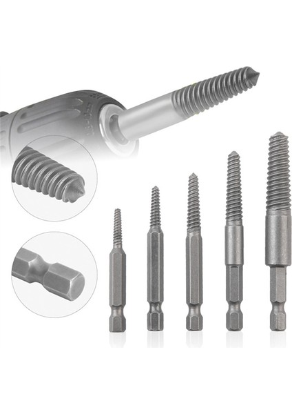 6 Adet Vida Extractor Merkezi Matkap Uçları Kılavuz Seti Kırık Hasarlı Cıvata Sökücü Hex Shank ve Kırık El Aleti Için Anahtar (Yurt Dışından)