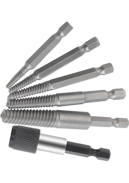 6 Adet Vida Extractor Merkezi Matkap Uçları Kılavuz Seti Kırık Hasarlı Cıvata Sökücü Hex Shank ve Kırık El Aleti Için Anahtar (Yurt Dışından)