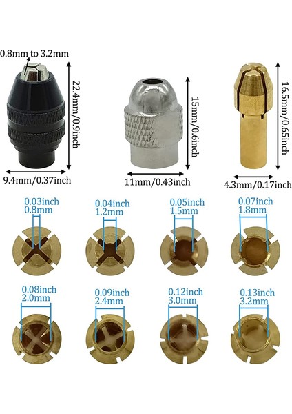 Dremel Için Matkap Aynası Pens Seti, 11 Parça Yedek 4485 Pirinç Hızlı Değişim Matkap Somunu Alet Seti (1/32 Inç Ila 1/8 Inç) (Yurt Dışından) indirimleri