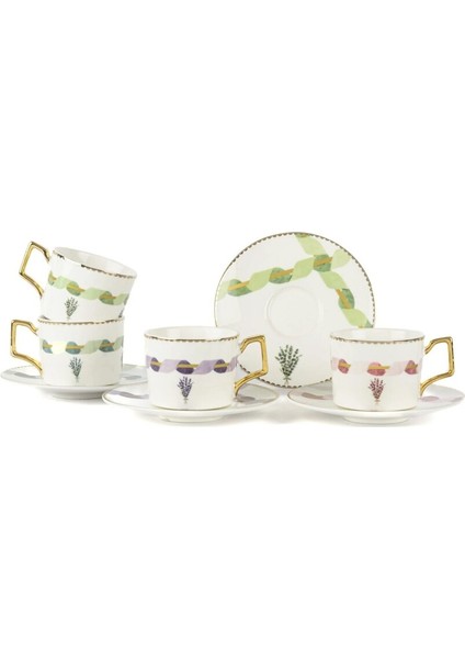 Lavender 2'li Kahve Fincan Set 120 cc Sofra Mutfak Porselen Rastgele Renk