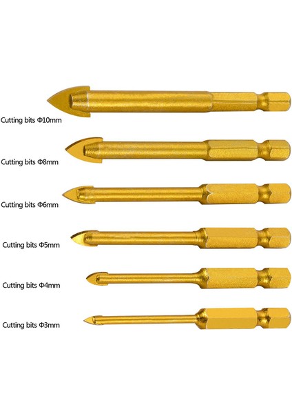 6 Adet Cam Matkap Uçları Seti Kiremit Seramik Delme Seti 3/4/5/6/8/10MM ile 1/4 Inç Hex Shank Porselen Mermer Ayna Için (Yurt Dışından)