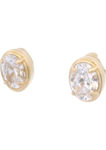 Zirkon Oval Taşlı Dört Tırnaklı Çerçeve Içi Şık Tek Taş Yeşil Altın Küpe fiyatları