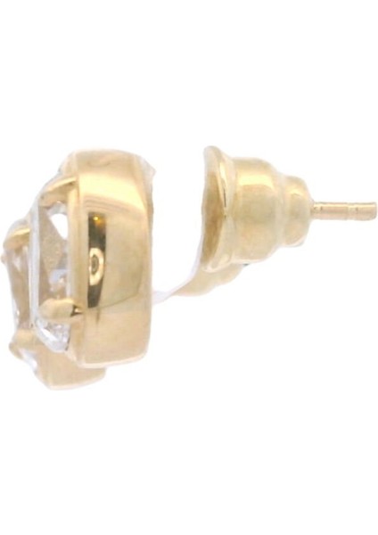 Zirkon Oval Taşlı Dört Tırnaklı Çerçeve Içi Şık Tek Taş Yeşil Altın Küpe modelleri