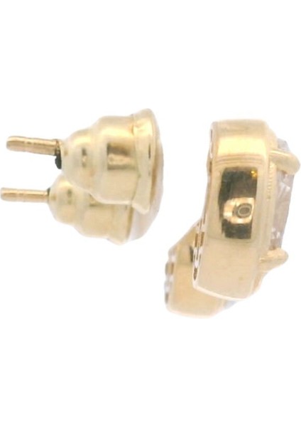 Zirkon Oval Taşlı Dört Tırnaklı Çerçeve Içi Şık Tek Taş Yeşil Altın Küpe indirimleri