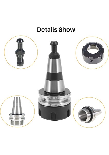 Denge Aynası ISO30 ER32 50L Denge Collet Torna Aynası G2.5 30000RPM Cnc Takım Tutucu Paslanmaz Çelik (Yurt Dışından)