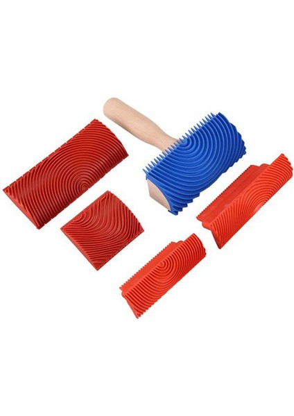 Ahşap Rulo Doku Aracı Duvar Boyası Ahşap Rulo Kauçuk Doku Boyama Aracı Masif Ahşap Görünümlü Oda Dekoru Kendin Yap Aracı (Yurt Dışından)