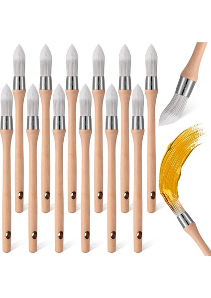 12 Adet Trim Boyama Aleti Kenar Temizleme Boyama Aleti Köşe Boya Fırçası Yuvarlak Küçük Boya Fırçaları Ince Trim Fırçası (Yurt Dışından)