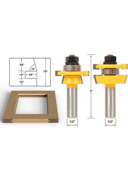 2pcs Raylı Yönlendirici Bit 1/2 Inç Şaft Çalkalayıcı Ağaç Işleme Keski Kesici (Yurt Dışından)