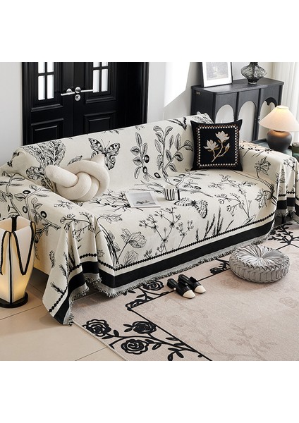 Retro Fransız Kanepe Havlu Örtüsü Kumaş Tam Kapak Şönil Dört Mevsim Evrensel Kanepe Minderi Hafif Lüks High-End Kanepe Örtüsü (Yurt Dışından)