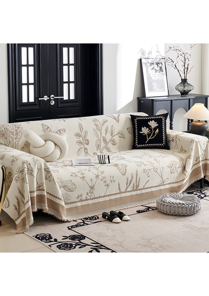 Retro Fransız Kanepe Havlu Örtüsü Kumaş Tam Kapak Şönil Dört Mevsim Evrensel Kanepe Minderi Hafif Lüks High-End Kanepe Örtüsü (Yurt Dışından)
