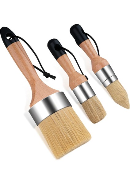 3 Paket Tebeşir Boya Fırçası, Balmumu Boya Fırçası, Ahşap Için Tebeşir Boya Fırçaları, Ev Dekorasyonu Için Yuvarlak Boya Fırçaları (Yurt Dışından)