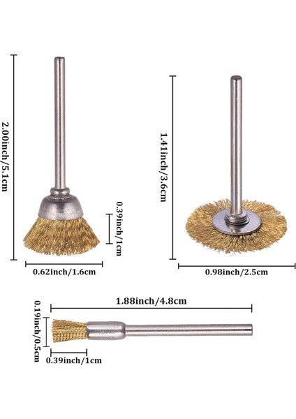 75 Adet Pirinç Tel Fırça Seti, Çelik Tel Tekerlekler Kalem Fırça Seti Seti Aksesuarları Döner Alet-1/8 Inç (3mm) Şaft (Yurt Dışından)