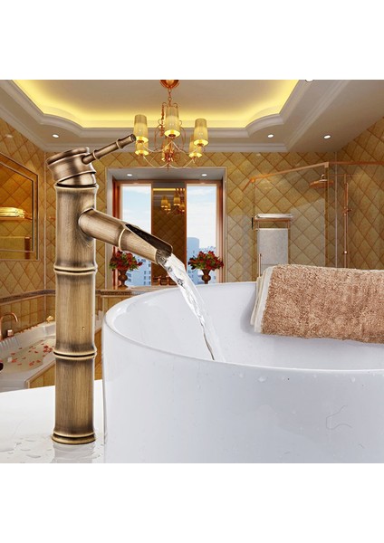 Bakır Avrupa Tarzı Antika Musluk Bambu Su Musluk Tezgah Havzası Artı Yüksek Sıcak ve Soğuk Karışık Musluk Retro Bambu Siyah (Yurt Dışından) fiyatları