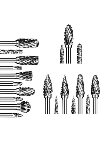 Çift Kesim Karbür Döner Çapak Seti 20 Adet Kalıp Öğütücü Uçları 1/8 Inç Shank Tungsten Karbür Kesme Çapakları Ahşap Çalışma Için (Yurt Dışından)