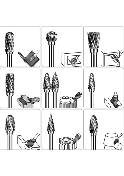Çift Kesim Karbür Döner Çapak Seti 20 Adet Kalıp Öğütücü Uçları 1/8 Inç Shank Tungsten Karbür Kesme Çapakları Ahşap Çalışma Için (Yurt Dışından)