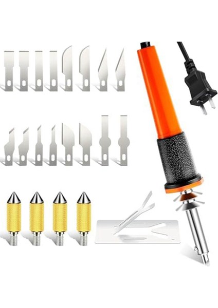 22 Parça Elektrikli Sıcak Bıçak Kesici Takım Seti, Yumuşak Ince Plastik Kumaş Şablonu Abd Fişi Için Isı Kesici Şablon Kesici ile (Yurt Dışından)