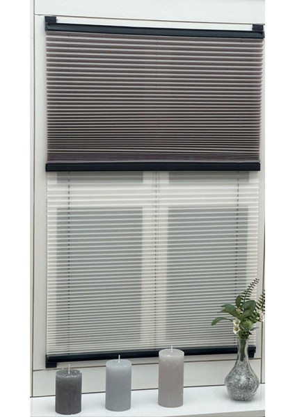 Gece Gündüz Katlanabilir Kül Gri Cam Balkon Plise Perde