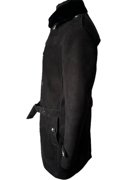 - Siyah Süet Koyun Kürkü Erkek Trençkot - Burb fiyatları