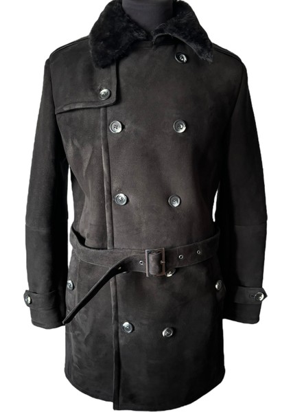- Siyah Süet Koyun Kürkü Erkek Trençkot - Burb fırsatları