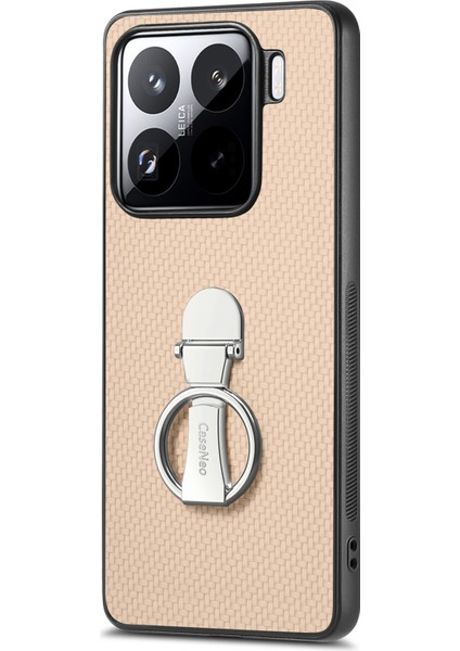 Xiaomi 15 Katlanır Kickstand Karbon Fiber Doku Deri Arka Kapak (Yurt Dışından)