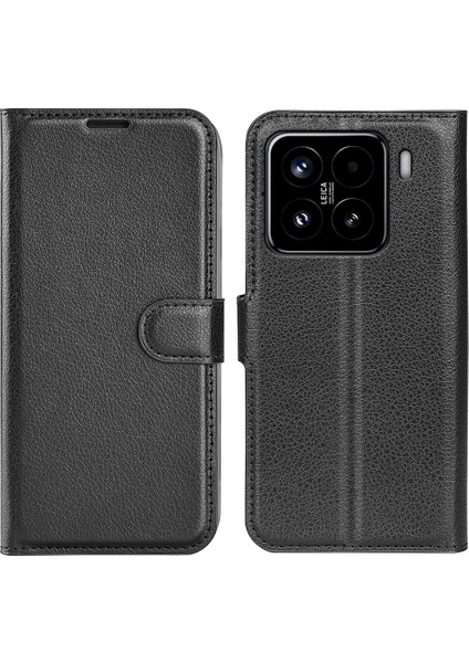 Xiaomi 15 Litchi Doku Darbeye Dayanıklı Deri Cüzdan Telefon Kapağı (Yurt Dışından)
