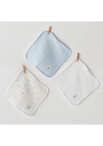 Erkek Bebek Ağiz Mendili 3 Parça Washcloths 20X20
