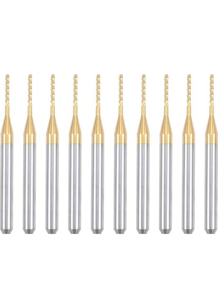 10 Adet Titanyum Kaplama Karbür Uçlu Freze Gravür Freze Kesici Cnc Yönlendirici Uçları Pcb Makinesi Için, 1/8 Inç Şaft 1mm (Yurt Dışından)