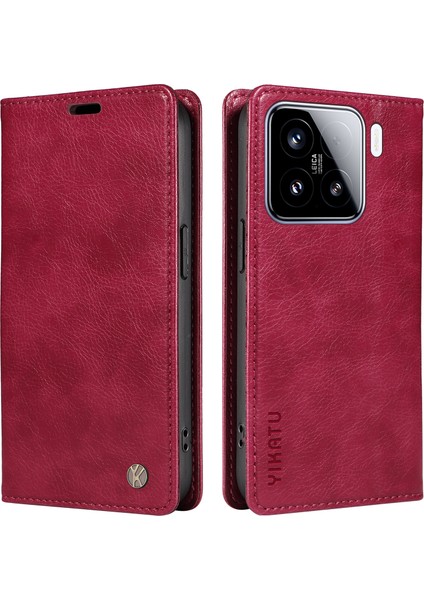 Xiaomi 15 Litchi Doku Manyetik Kapatma Deri Telefon Kapağı (Yurt Dışından)