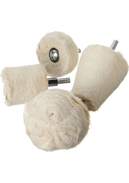 Matkap Parlatma Pedi Tekerlek Seti Için Parlatma Tekerleği 4 Adet Beyaz Flanel Parlatma Paspas Tekerleği 1/4 Inç Altıgen Şaftlı (Yurt Dışından)