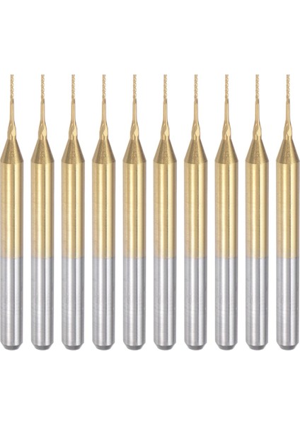 10 Adet Titanyum Kaplama Karbür Uçlu Freze Gravür Freze Kesici Cnc Yönlendirici Uçları Pcb Makinesi Için, 1/8 Inç Şaft 0.5mm (Yurt Dışından)