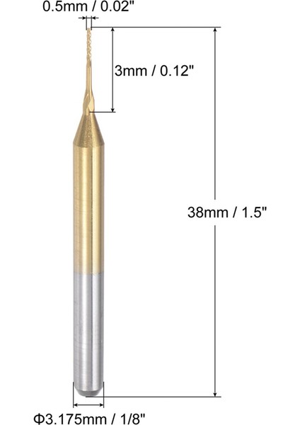 10 Adet Titanyum Kaplama Karbür Uçlu Freze Gravür Freze Kesici Cnc Yönlendirici Uçları Pcb Makinesi Için, 1/8 Inç Şaft 0.5mm (Yurt Dışından) fırsatları