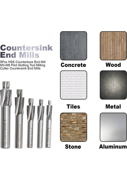 5 Adet Hss Havşa Uçlu Değirmen M3-M8 Pilot Planya Aracı Freze Kesici Havşa Uçlu Frezeler (Yurt Dışından) indirimleri