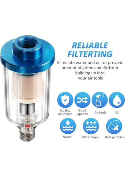 Parça Su Yağ Ayırıcı Filtre Airbrush Filtresi Hava Hattı Kompresörü Bağlantısı Için Nem Ayırıcı, 1/4 Inç Npt Giriş ve Çıkış (Yurt Dışından) fırsatları