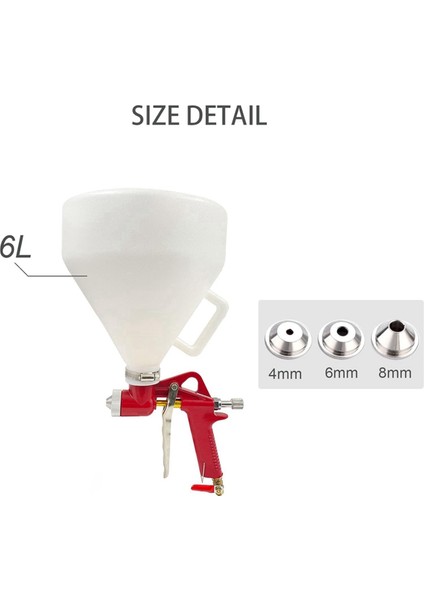 Hava Dokusu Sprey Aleti, 3 Nozullu 1,58 Galon Alçıpan Duvar Boyama Spreyi (4,0 Mm/6,0 Mm/8,0 Mm) Sıva Çamur Duvarlar Için (Yurt Dışından) indirimleri