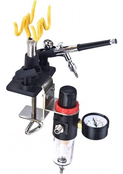 Airbrush Tutucu Kelepçeli Stand Seti 4 Montajlı Airbrush Masaüstü Tezgah Istasyonu Airbrush Için 360 Derece Döndürülebilir Eğim Seti (Yurt Dışından)