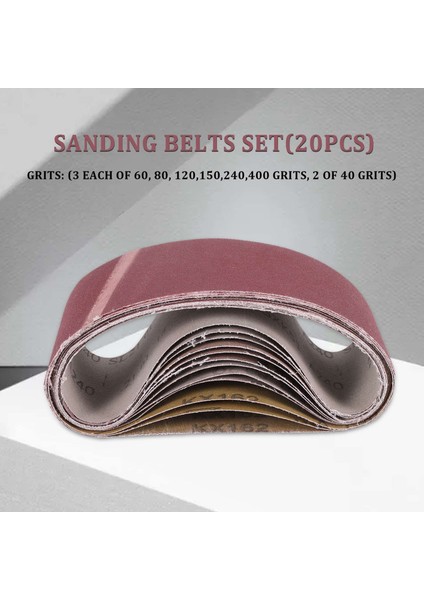 20 Adet 3X18 Zımpara Kayışı Zımpara Kayışları Bant Zımpara Kağıdı (3 Adet 60, 80, 120,150,240,400 Irmik, 2/40 Irmik) Bant Zımpara Için (Yurt Dışından)