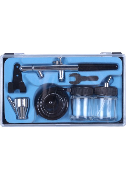 Sifon Besleme Çift Eylem 0.35MM Airbrush Kiti Püskürtme Aracı Hava Fırçası Makyaj Kek Sanat Boyama Çift Camlı Komple Trakea ile Geçici Gövde (Yurt Dışından)