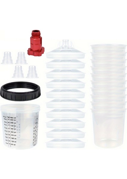 600ML Tek Kullanımlık Boya Kabı Bağlantılı Püskürtme Kabı Boya Karıştırma Kabı Tip H/o Hızlı Kap Püskürtme 16X1.5MM Harici (Yurt Dışından)