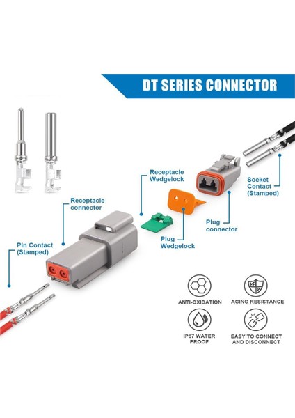 12 Kit Dt Serisi Konnektör Kiti 2 3 4 6 8 12 Pinli Konnektörler IP68 Su Geçirmez Otomotiv Elektrik Konnektörleri Fişi (Yurt Dışından)